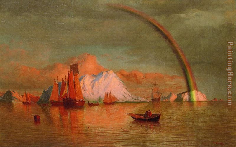 Arctic Sunset with Rainbow painting - William Bradford Arctic Sunset with Rainbow art painting